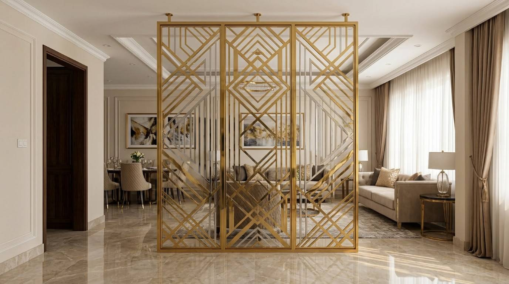 فواصل وبارتيشنات إستانلس ليزر PVD تيتانيوم ذهبي